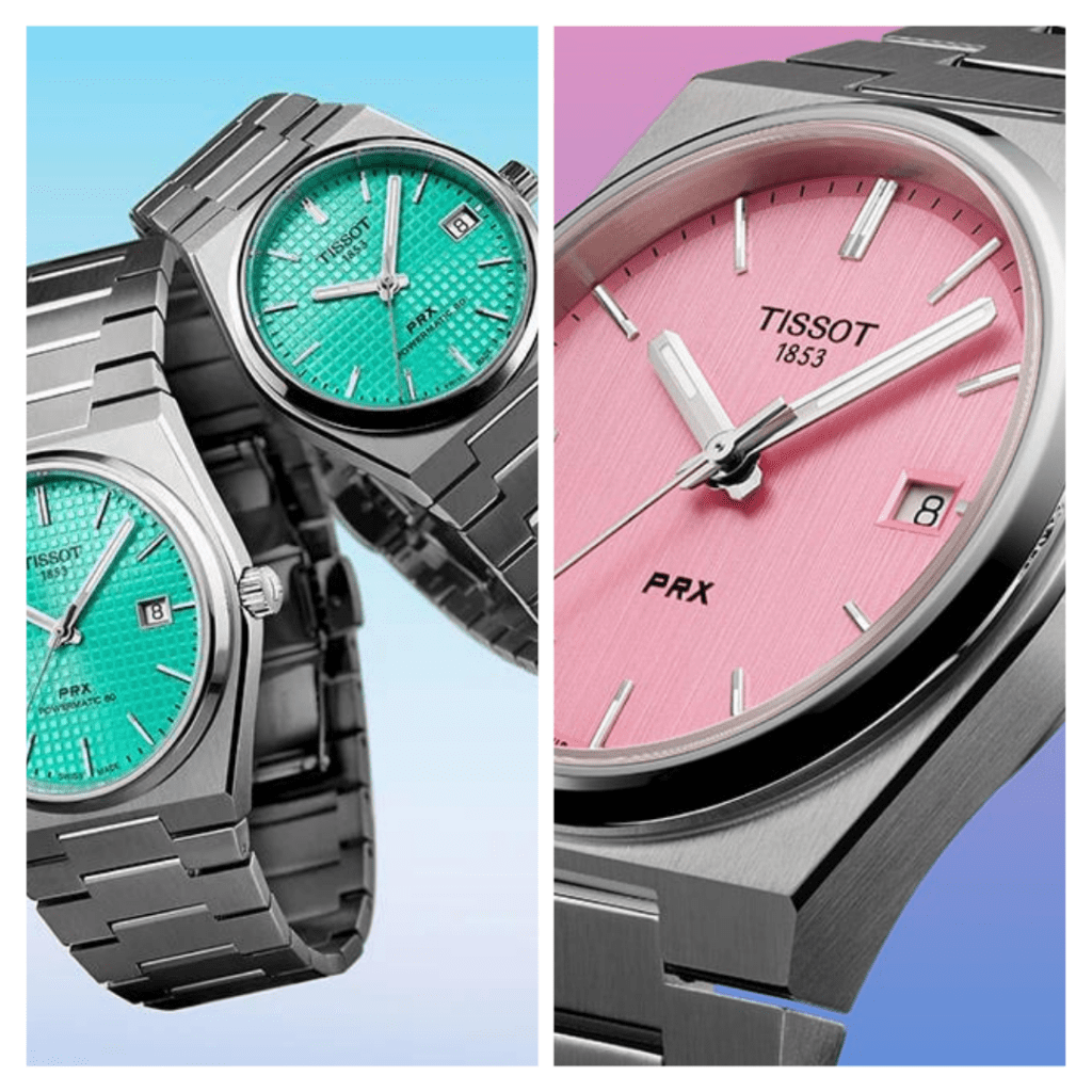 tissot prx verte et rose 